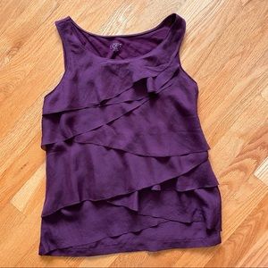 Ann Taylor Purple Ruffle Front Sleeveless Top SP